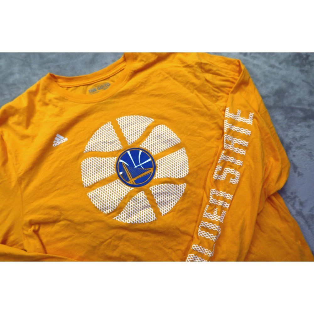 Adidas Golden State Warriors Mens Large Yellow‎ Long Sleeve Graphic T-Shirt NBA